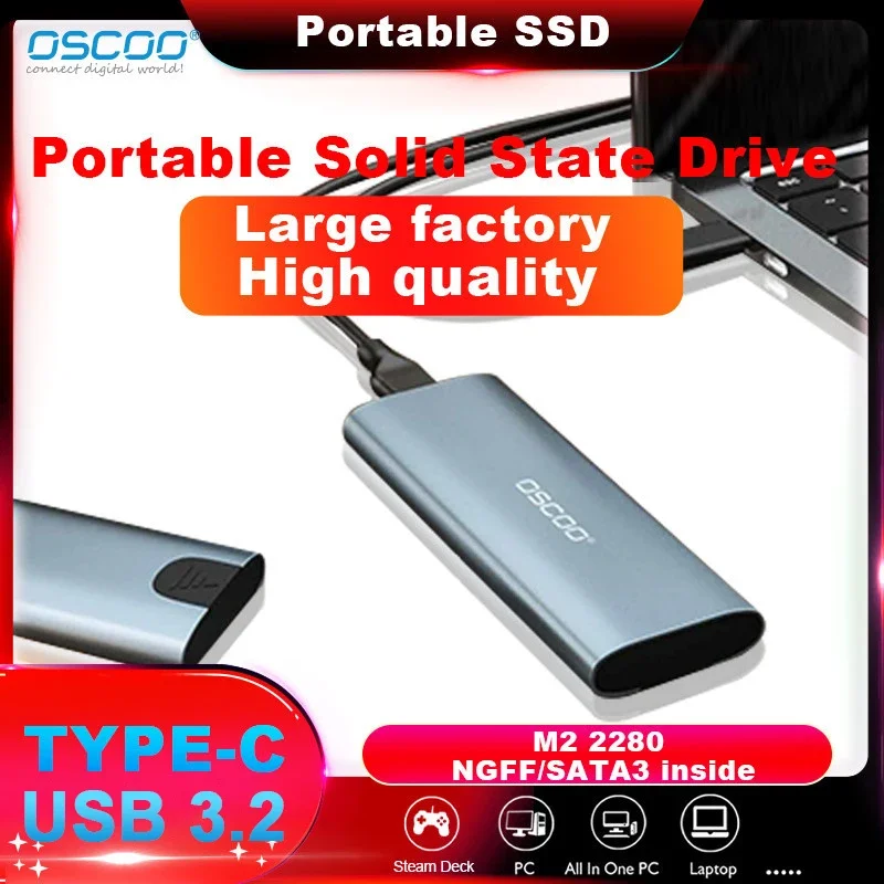 

OSCOO NVME/NGFF SSD корпус 10 Гбит/с USB C USB3.1, жесткий диск, внешний жесткий диск, корпус Mkey/M & B Key SSD