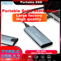 OSCOO NVME/NGFF SSD Enclosure 10Gbps USB C USB3.1 Hard Drive Case External Hard Drive Enclosure Mkey/M&B Key SSD Case