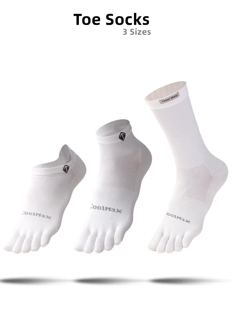 AliExpress THASENE 1 Pairs Coolmax Men Five Finger Socks White Solid Color Quick-Drying Sweat-Wicking Elasticity Five-Finger Boat Cycling Socks