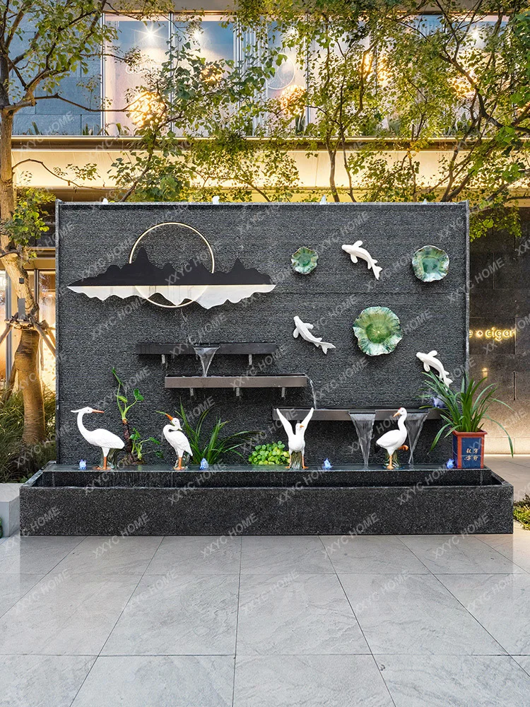 Water curtain wall, folding water screen wall, double-sided fish pond, outdoor courtyard stone landscape waterscape ornaments