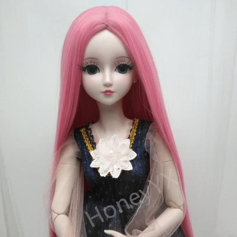 Bjd Doll Wig for 1/3 Accessories Middle Part Long Straight Wig Sythetic for 60cm Doll Hair DIY Toys