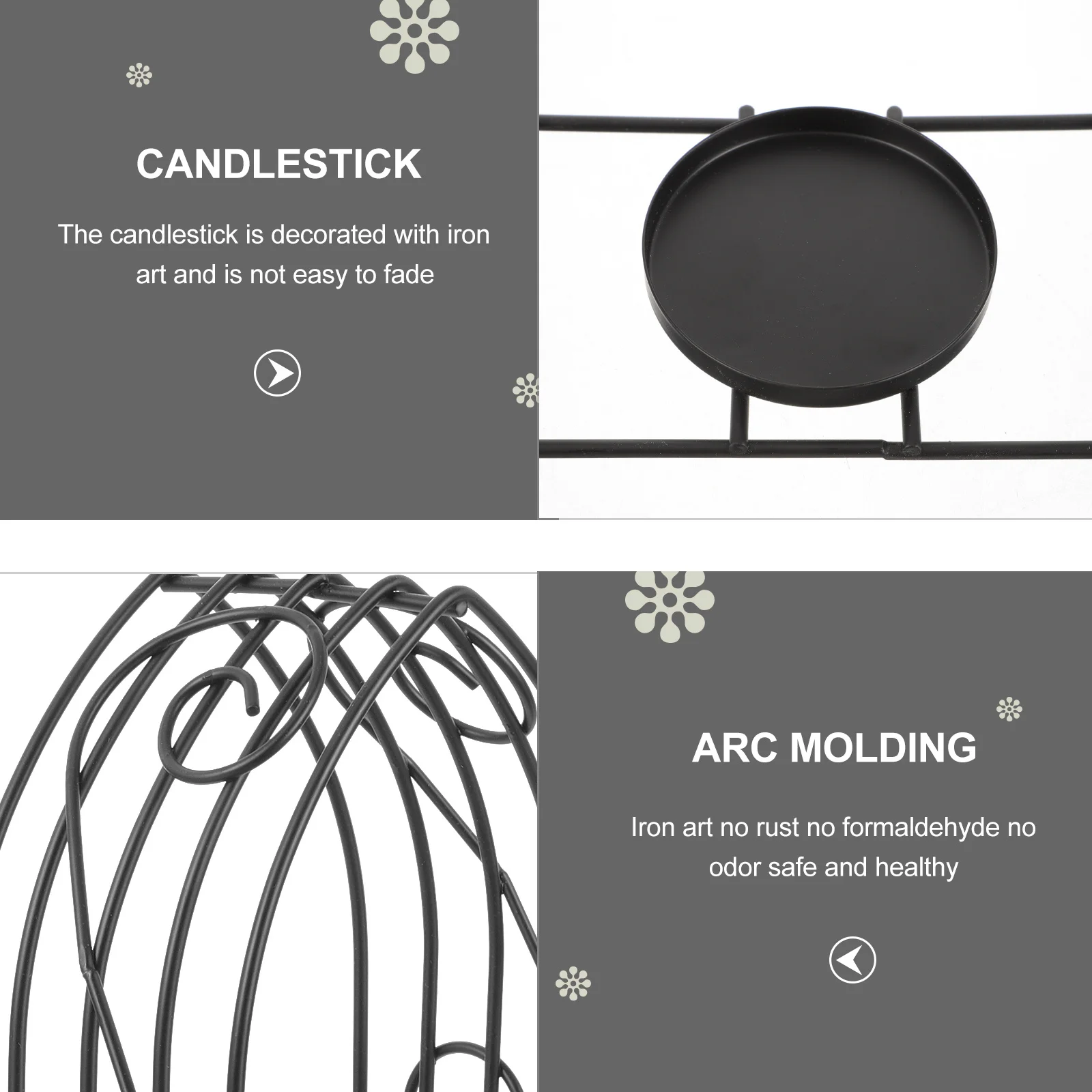 

Candlestick Holders Desktop Metal Ornament Vintage Decor Stable Simple Easy Install Home Table Centerpiece Candlestick Holders