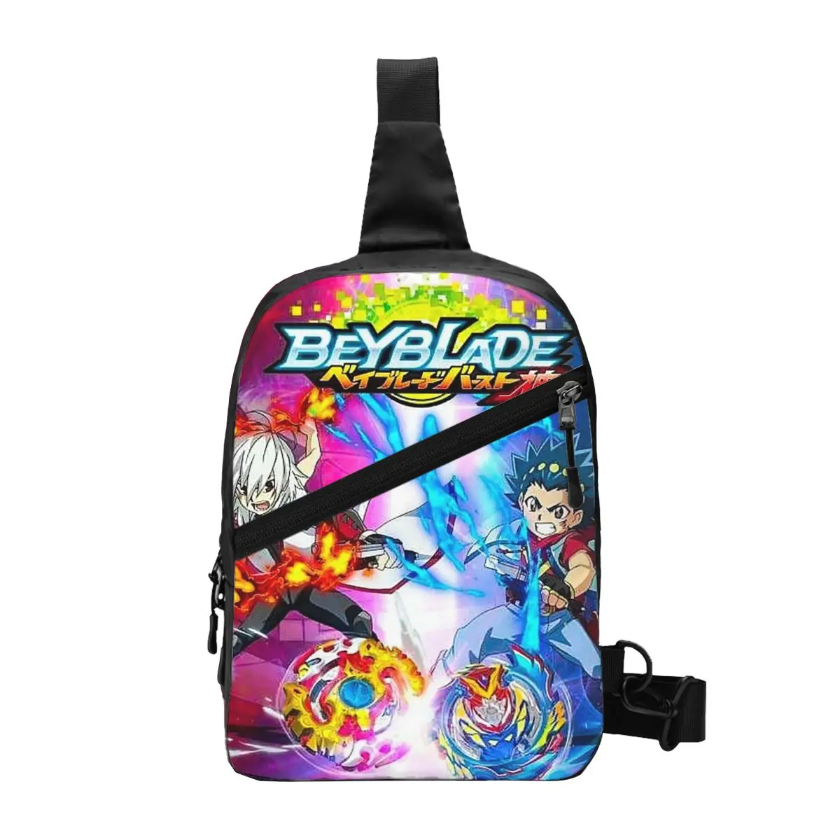 Beyblade Burst Evolution Chest Bag Men Sling Crossbody Backpack Chest Bag Travel Hiking Daypack Shoulder Bag