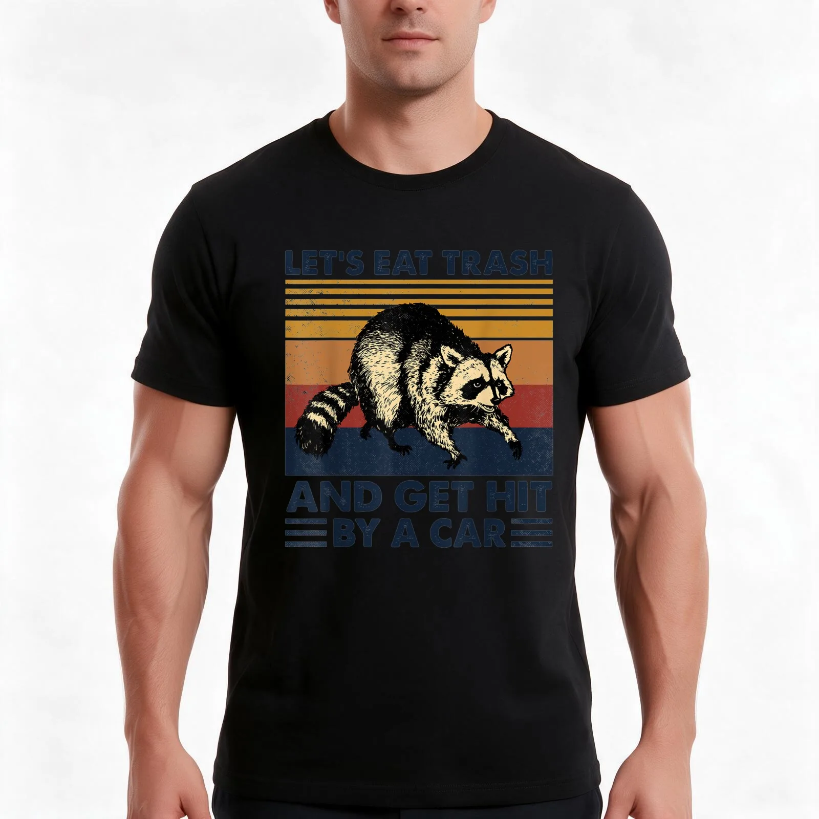 Opossum Let's Eat Trash Get Hit By A Car Vintage T-Shirt, Summer Casual Cotton Tee, Oversized Streetwear Tops, Unisex Men Women