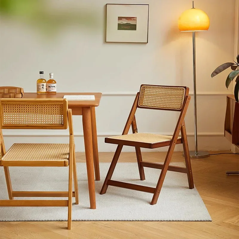 كرسي طعام قابل للطي من الخيزران منزلي Nanzhu مقعد خشبي متين مسند ظهر لتناول الطعام كرسي Sillas Para Comedor نمط سجل إسكندنافي #3