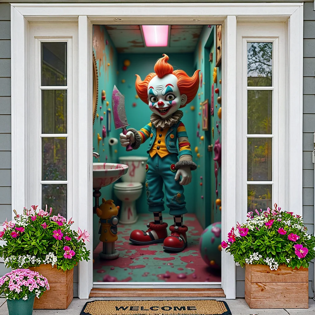 مخيف مهرج الدم ترشيش حزب الدعامة الرعب الديكور مهرج ماكياج هالوين راية ل زي حزب الرعب الحدث داخلي #2