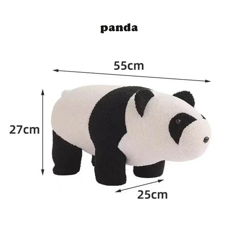 Creative Panda Footrest Ottoman Small Animal Plush Bench Cartoon Cute Children Stool Bedside Sofa Stool Home Furniture Decor
