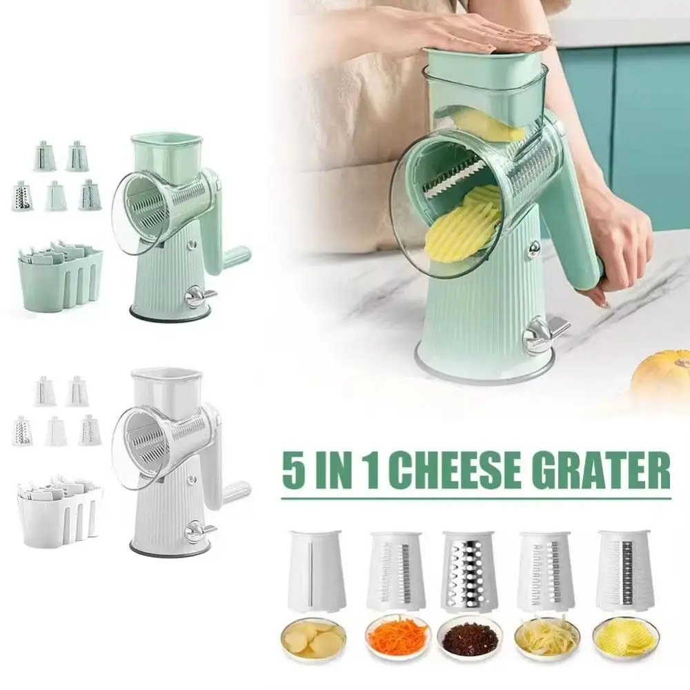 Effortless 5 Blades Vegetable Chopping Machine Hand Cranked Manual Vegetable Slicer Rotary Vegetable Grater Carrots