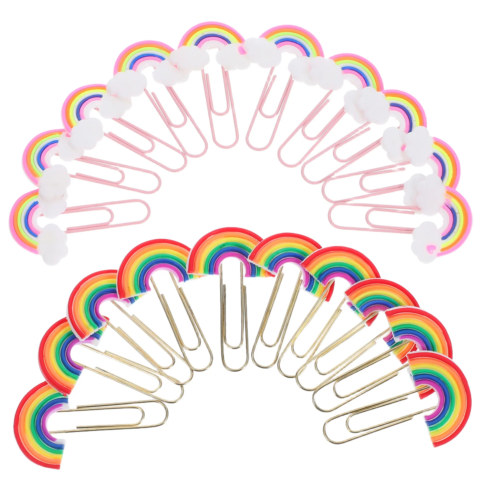 

20pcs Colorful Bookmarks Paper Clips Rainbow Shaped Plastic Office Supplies Small Document Clips For Diy Stationery Organization