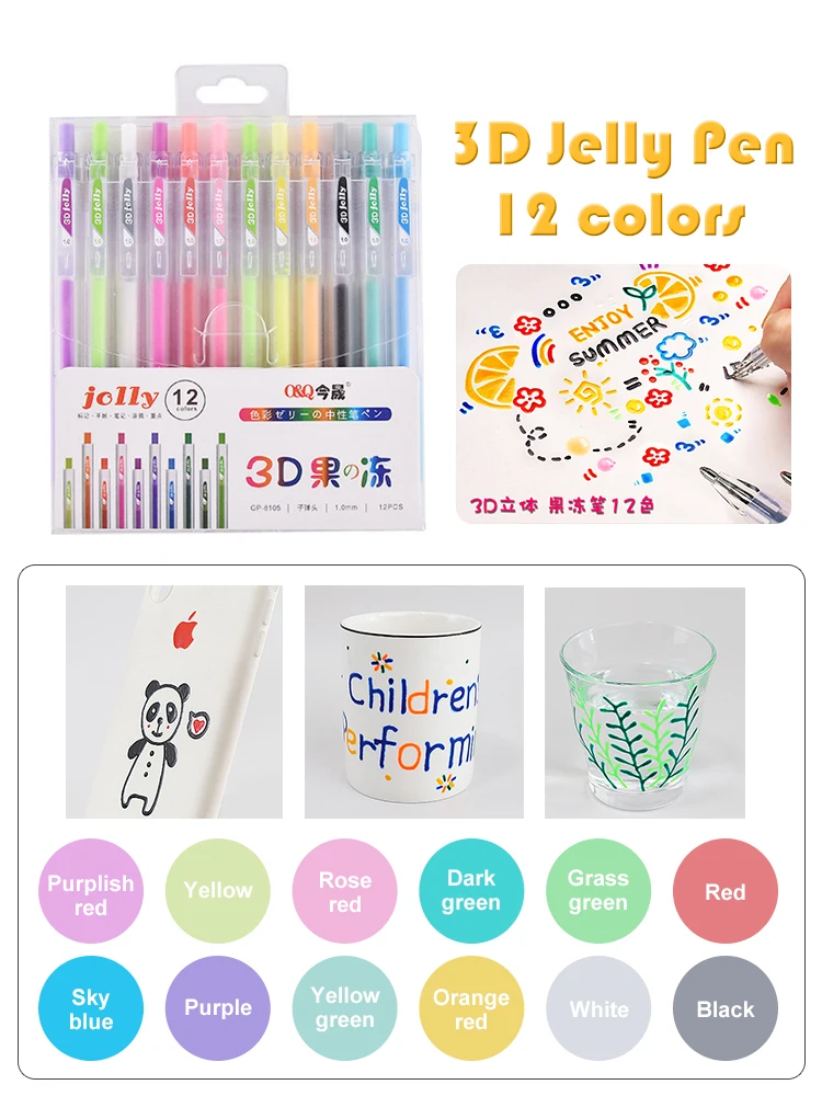 3D Drei-dimensional Gelee Stift Farbe Gel Stift Student Nette Stift DIY Multi-farbe Malerei Stift Graffiti Keramik metall Glas Nagel Stift – Detail 6