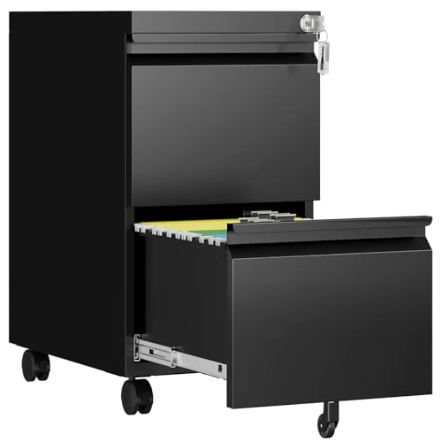

2 Drawer File Cabinet with Lock Rolling File Cabinets for Home Office Small Metal Filing Cabinet Office Drawers Under Desk for