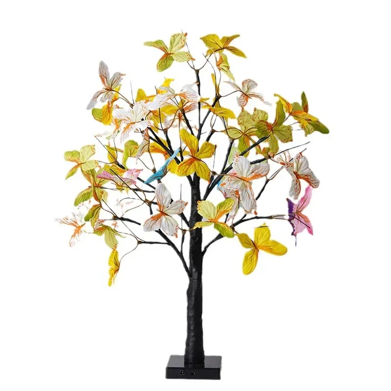 24 LED Butterfly Tree Cherry Maple Birch Tabletop Bonsai Tree Night Light Christmas Tree Lamp Room Decorative Fairy Nightlights