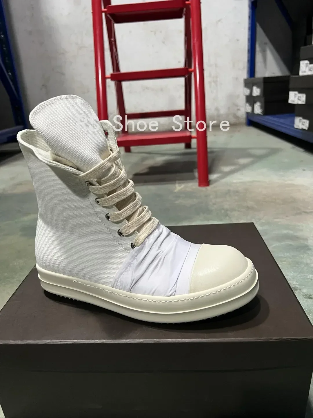 

Ro Brand Ro Men Shoe Women Sneaker White Canvas Shoes High Top Casual Sneakers Zipper Luxury Boots Flat Ankle Boot