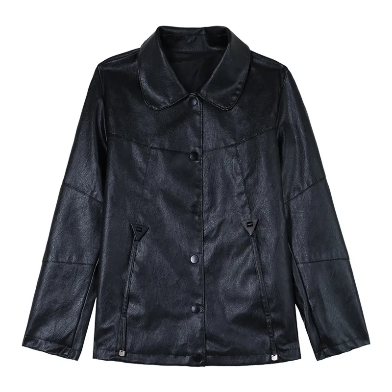 가죽 재킷 여성 봄 가을 숏 재킷 코트 2025 신상 가을 겨울 라펠 PU 가죽 재킷 여성 아우터 캐주얼 탑스