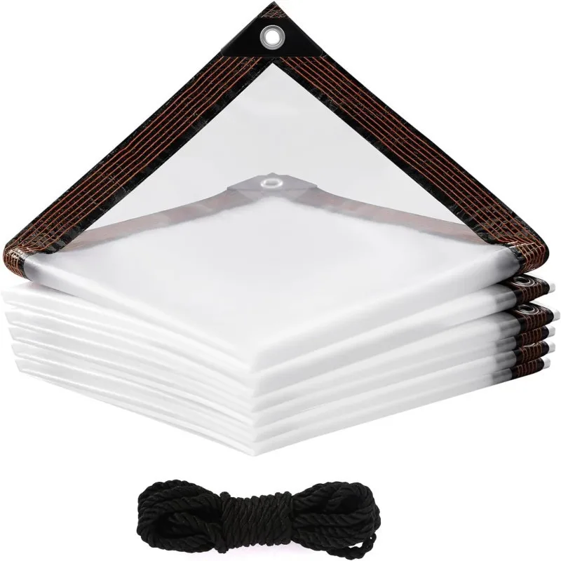 

【2m x 2m Garden Cover】Plastic Greenhouse Film with Tie Ropes, Waterproof Frost Protection for Plants