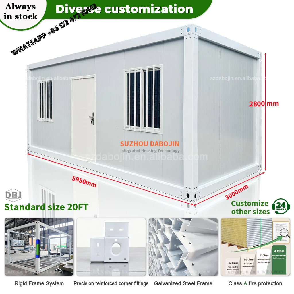 20ft High Quality Steel Structure Detachable Prefab Home Cost-Effective Flat-Pack Housing School Living Room Bedroom Mall