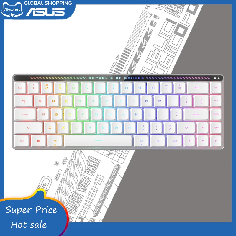 Оригинальная Низкопрофильная Беспроводная игровая клавиатура Asus ROG Falchion RX 65%, трехрежимное соединение, интуитивное управление