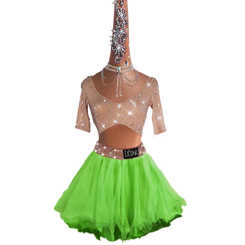 Latin dance competition costumes, performance costumes, half skirts, colorful dance skirts, short skirts, various colors