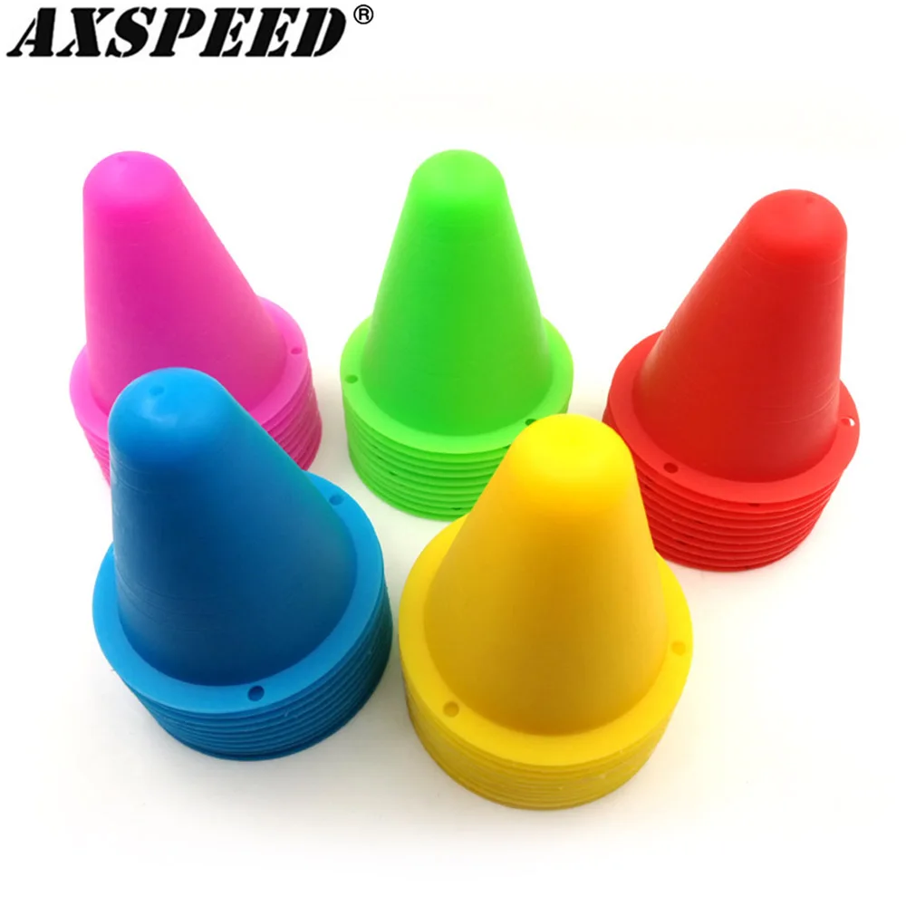 AXSPEED 10PCS Plastic Training Road Marker Cone Pylons for 1/10 RC Crawler Car Sakura D3 Axial SCX10 Tractor Truck Traffic Cones