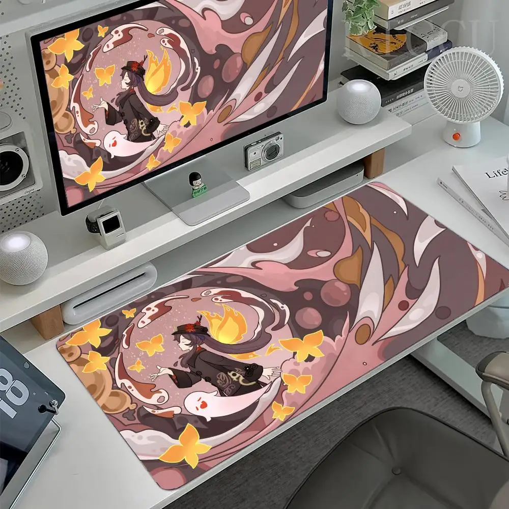 

Игровой коврик для мыши Genshin Impact Kawaii, большой, с защитой по краям, утолщенный, для компьютера, клавиатуры, стола