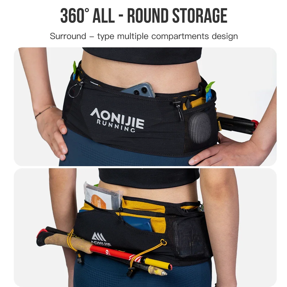 AONIJIE W8141 New Running Belt Bag for Jogging Woman Man Waist Pack with 500ml Water Bottle Soft Flask