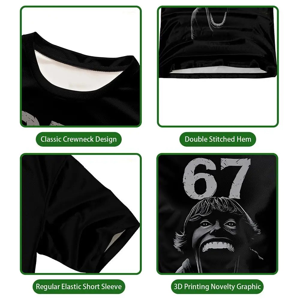 Fun Doot Doot 6 7meme Print T-Shirt Six Seven Slang Term Brain Rot Short-Sleeve Tee SCP-67 Unisex Casual Fashion Streetwear Tops
