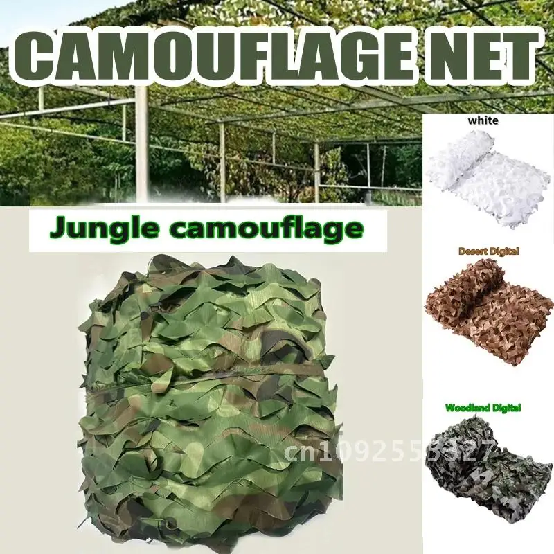 Military Camouflage Net White Blue Beige Desert Hunting Hidden Net Outdoor Awning Garden Shade Gazebo 3x6 4x5 3x10m