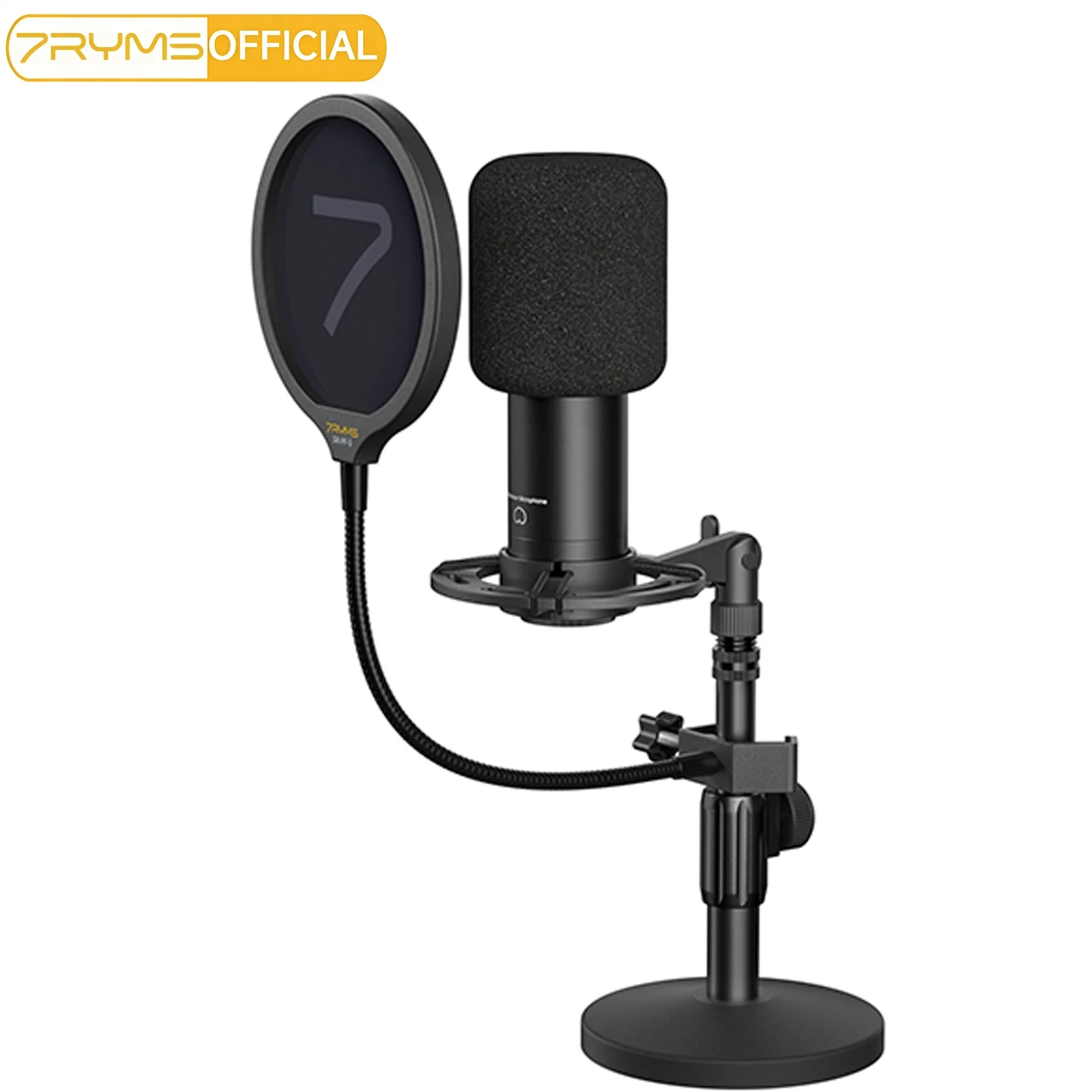 

7Ryms AX100D XLR Cardioid Condenser Microphone, Multipurpose Studio Microphone With Shock Mount, Ideal for Home Studio, Podcast