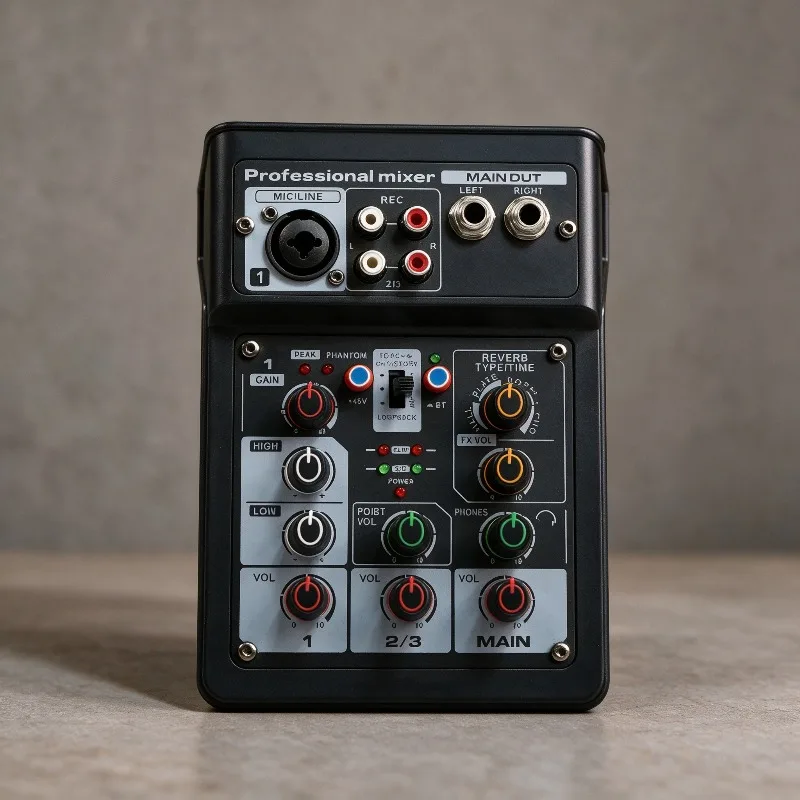 Professional 3-Channel Audio Mixer Reverb Bluetooth Equalizer Console DJ Processor