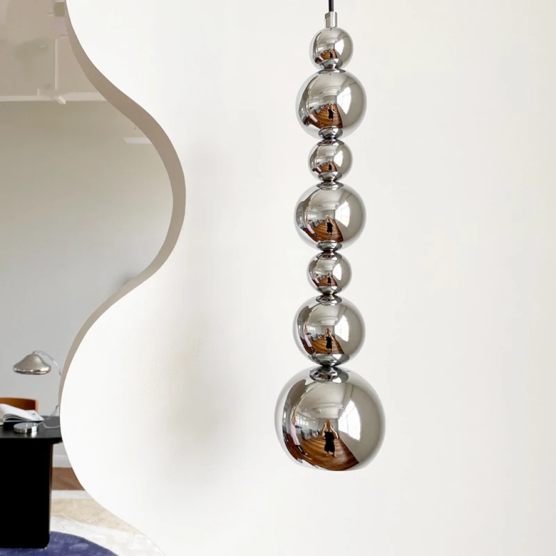 

Modern Simple Silver Metal Led Multi-ball Pendant Light Lustre Living Room Bedroom Indoor Home Decoration Atmosphere Suspended