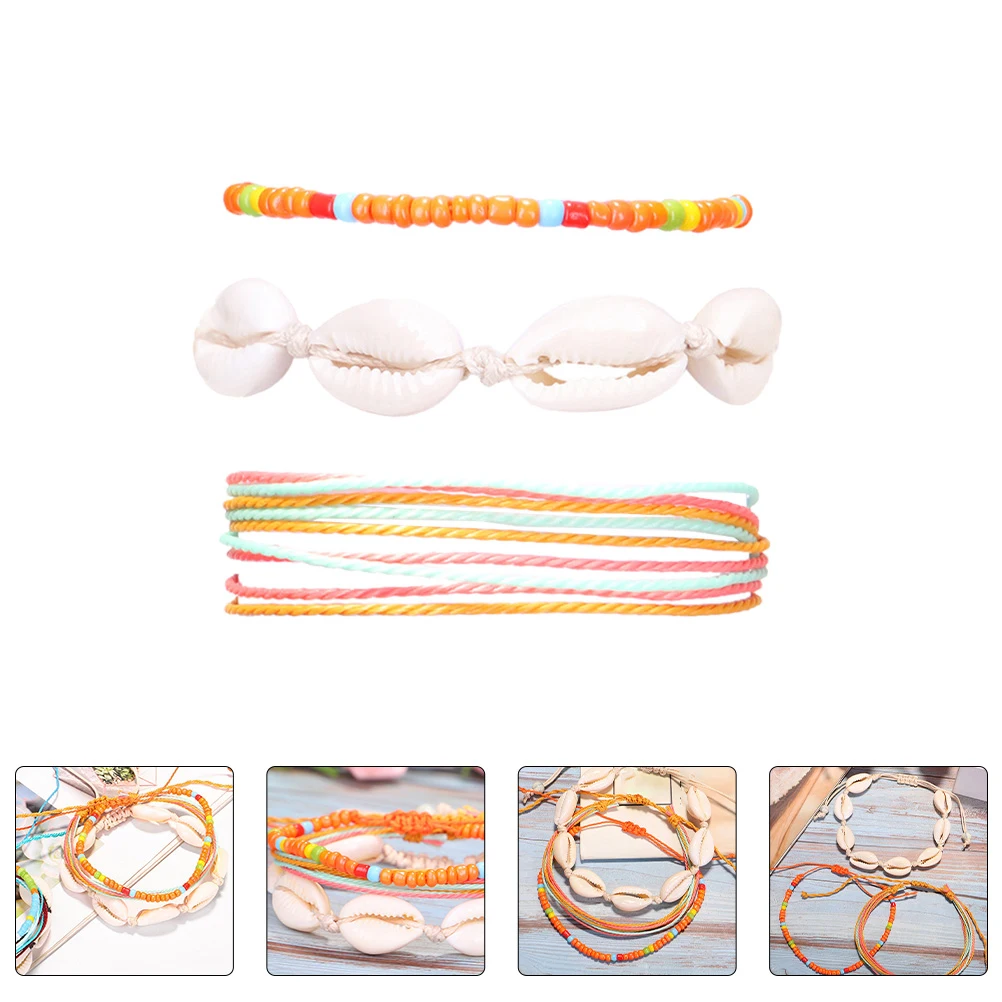 

3pcs Bohemian Anklet Set Women Beads Chain Foot Jewelry Decor Premium Material Comfortable Pendant Gift Accessories Ankle
