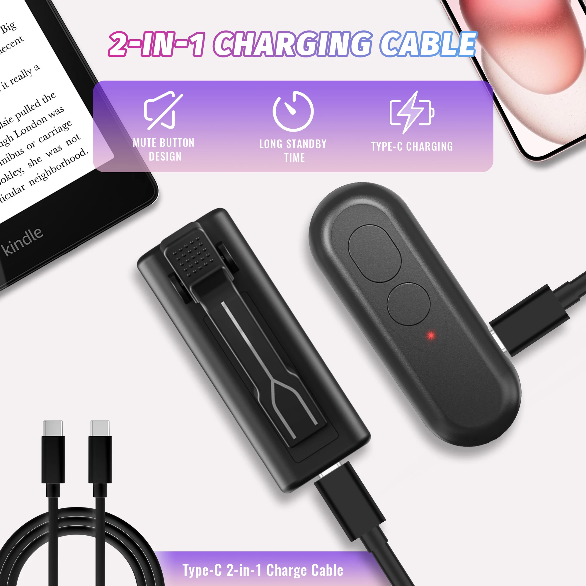 Remote Control Page Turner Phone Camera Record Video Shutter for Kindle EReaders Android Tablet Reading Accessories RF Clicker