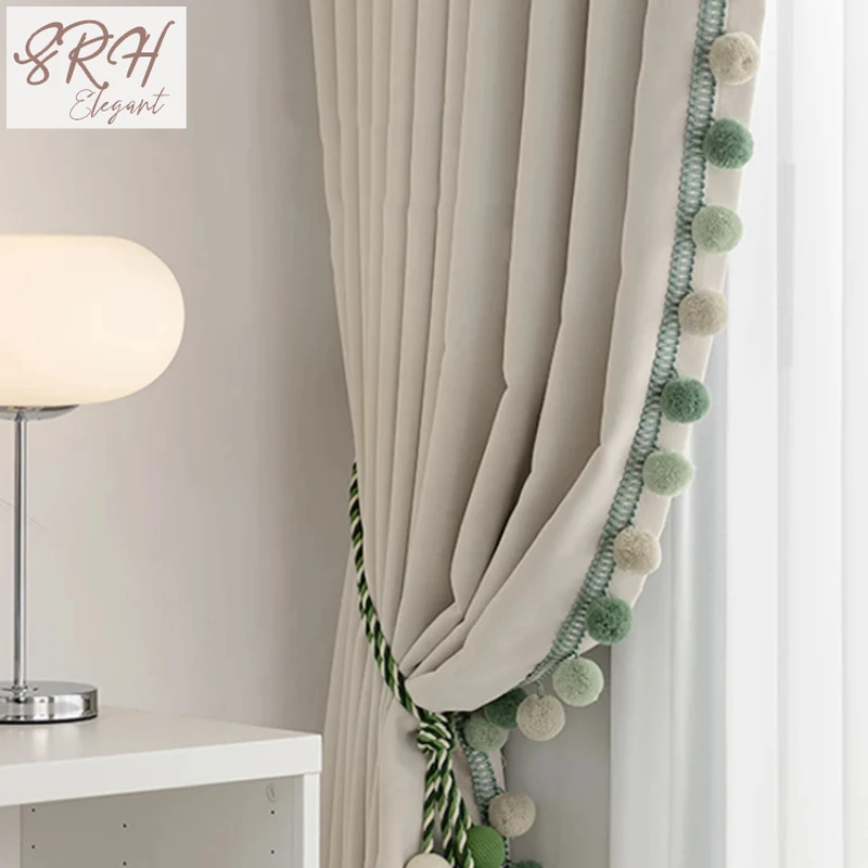 

1PC Cream Blackout Luxury Curtain Living Room Cortinas Ornate Lace Bedroom Balcony Decorative Curtains Chenille thickened tulle