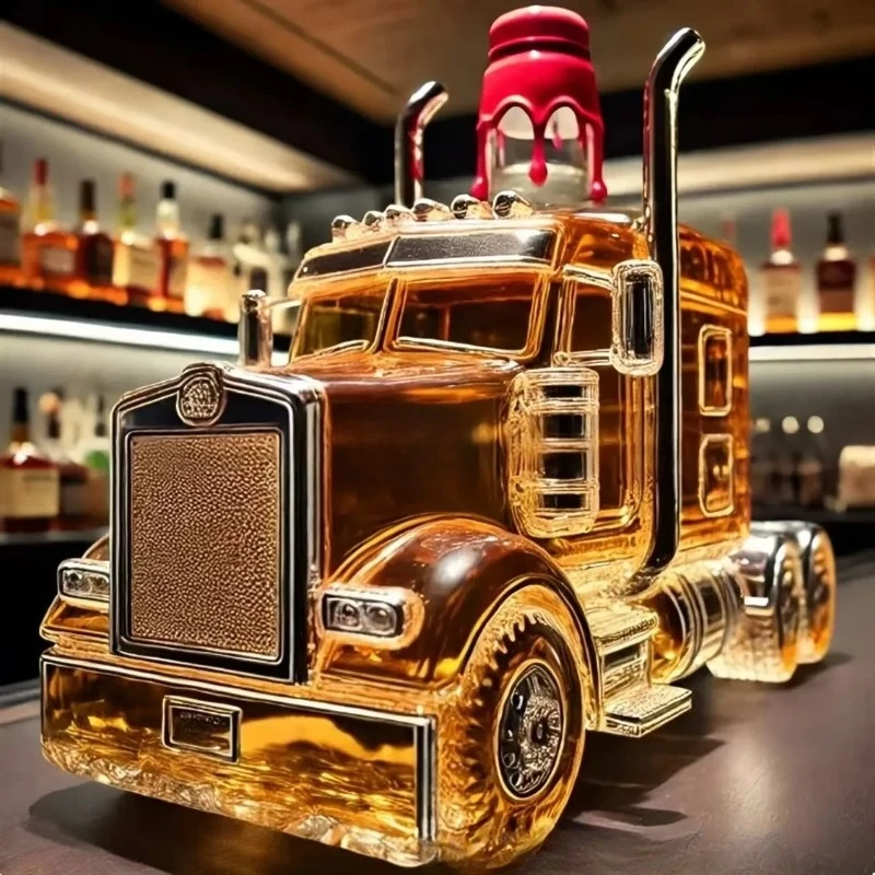 New Unique Semi Truck Whiskey Bottle, Perfect for Whiskey Bottle Home Bar Decor Gifts