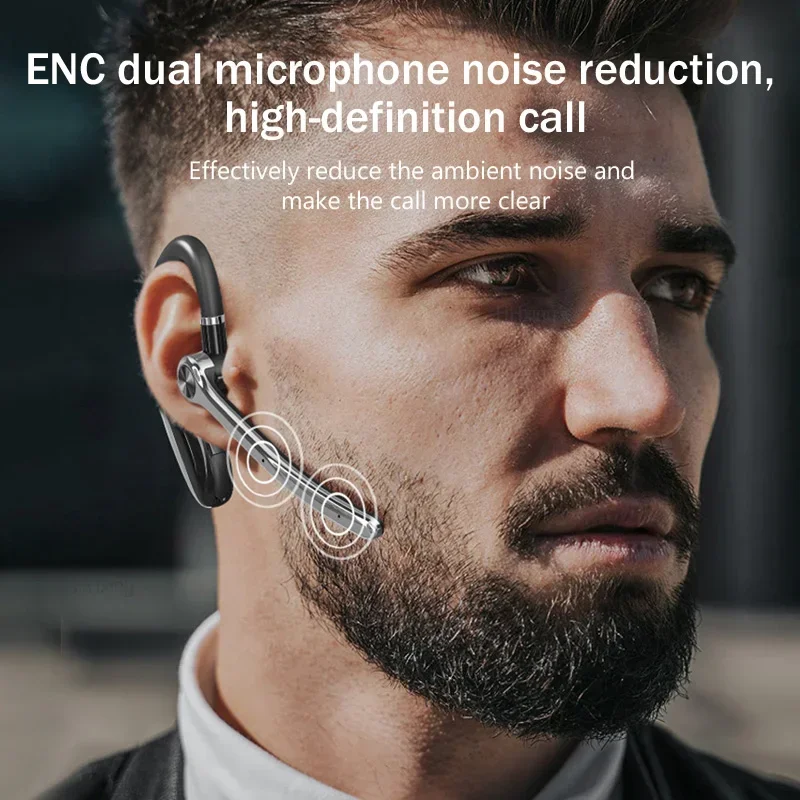 EARDECO-Headset Bluetooth sem fio portátil, redução de ruído, único gancho, esportes, corrida, negócios, jogo