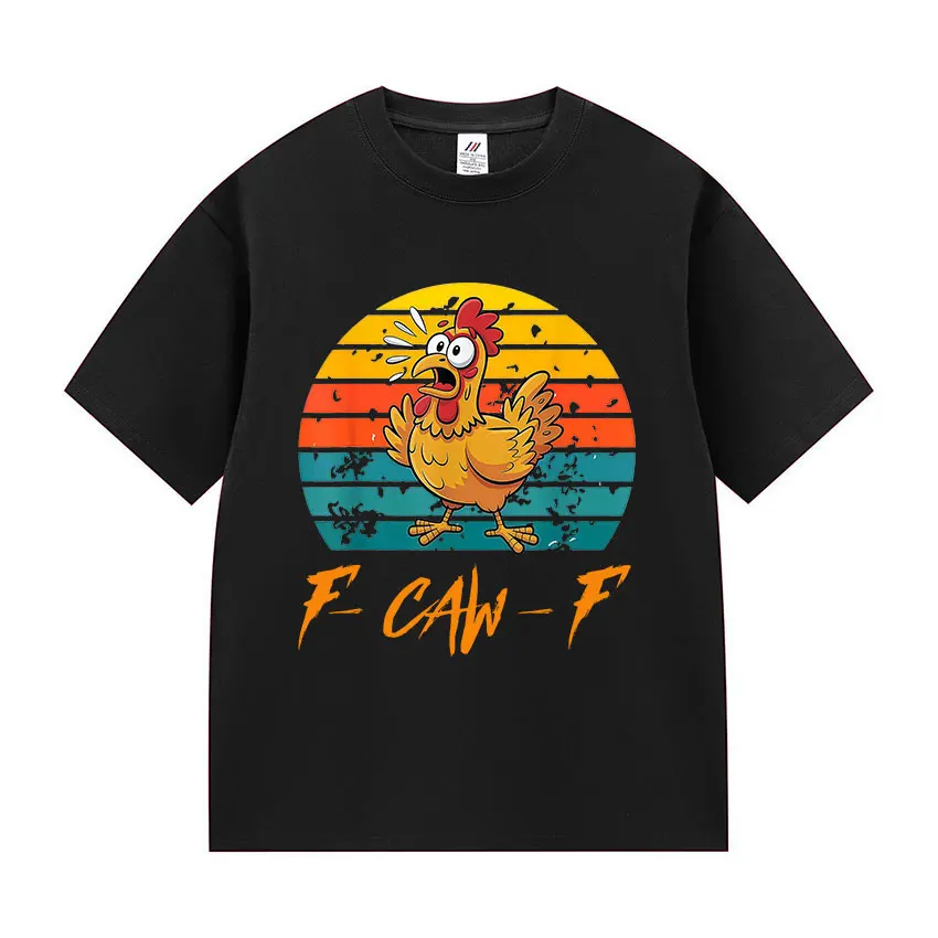 F-CAW-F متعة الدجاج ميمي تي شيرت للرجال والنساء Harajuku الجولة الرقبة الموضة والفكاهة الصيف طباعة 100% القطن الخالص تي شيرت #1