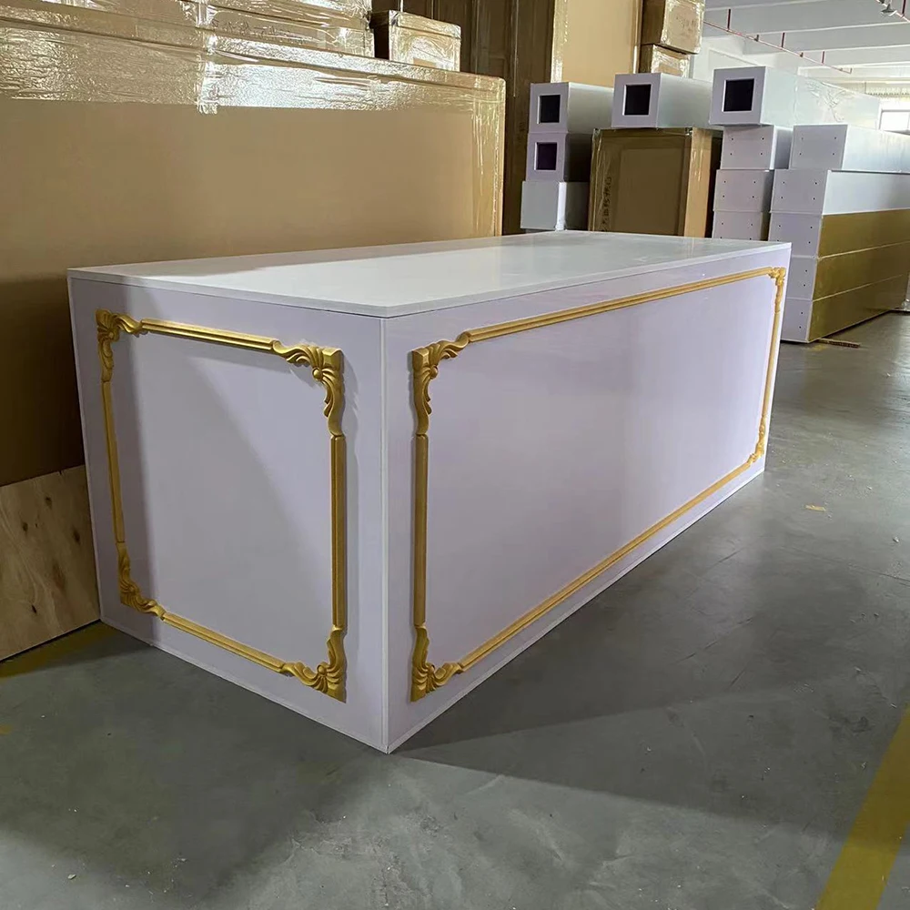 

High Quality Banquet Event Wedding Acrylic Luxury Rectangle White Custom Counter Top Bar Table