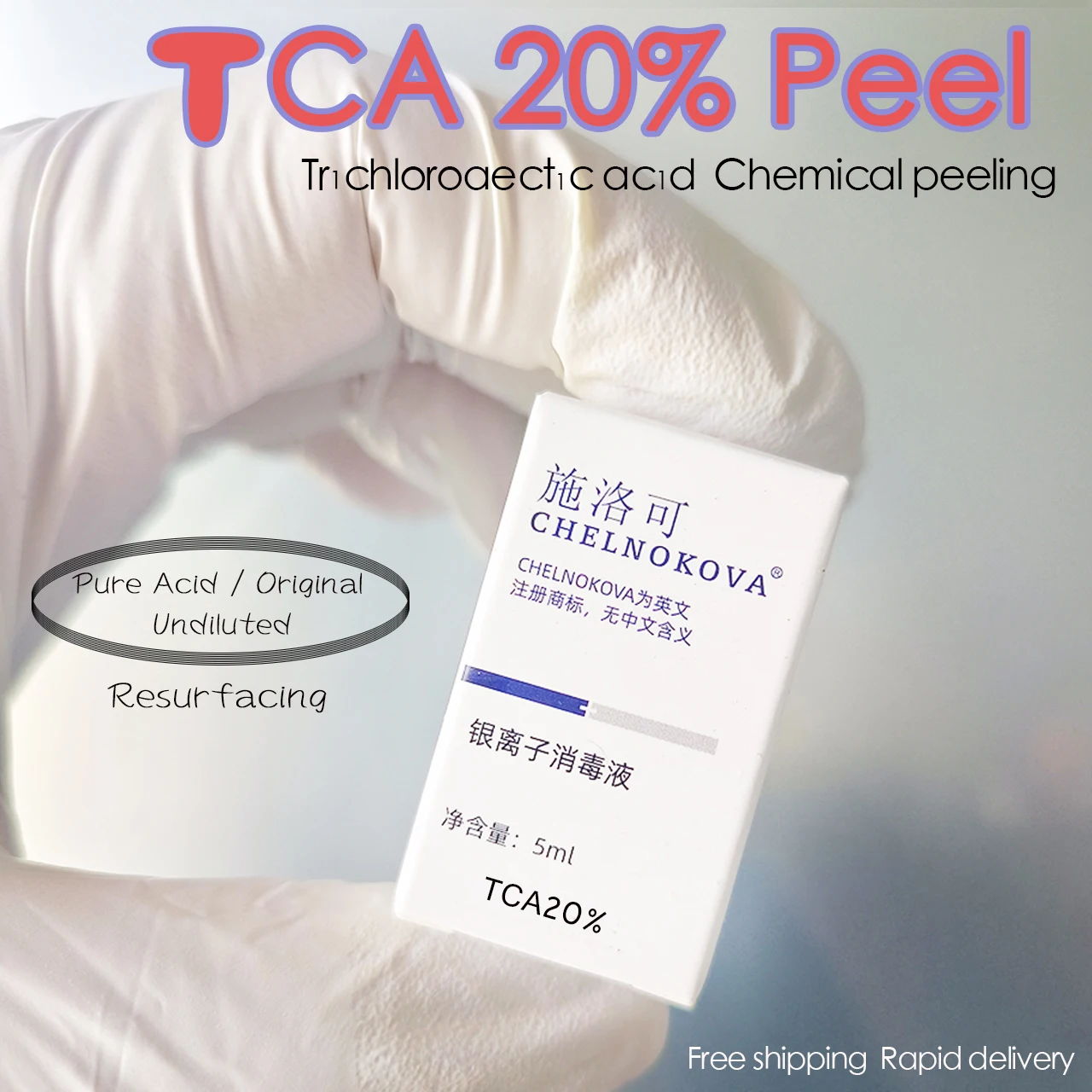 TCA 20%, 5ML asam tca, pengelupas wajah kimia kulit tca, kupas untuk kulit wajah, comtac, pengiriman gratis,