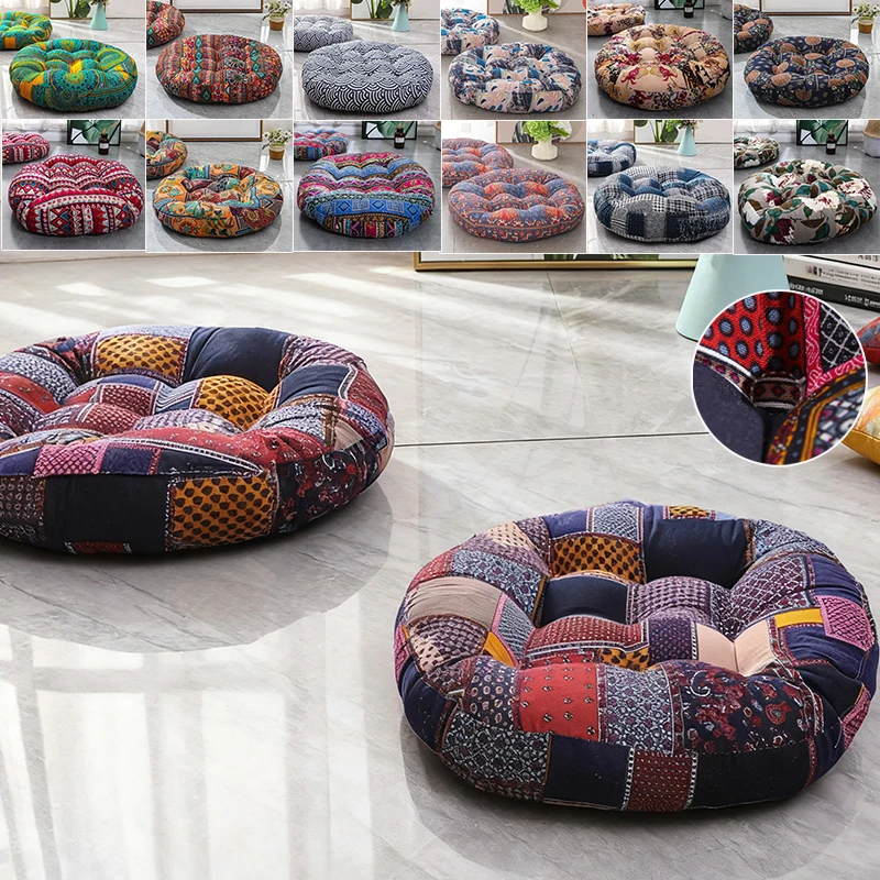 

55cm Round Large Seat Cushion Bohemia Style Thicken Soft Futon Tatami Floor Pad Balcony Window Seat Cushion for Indoor Outdoor