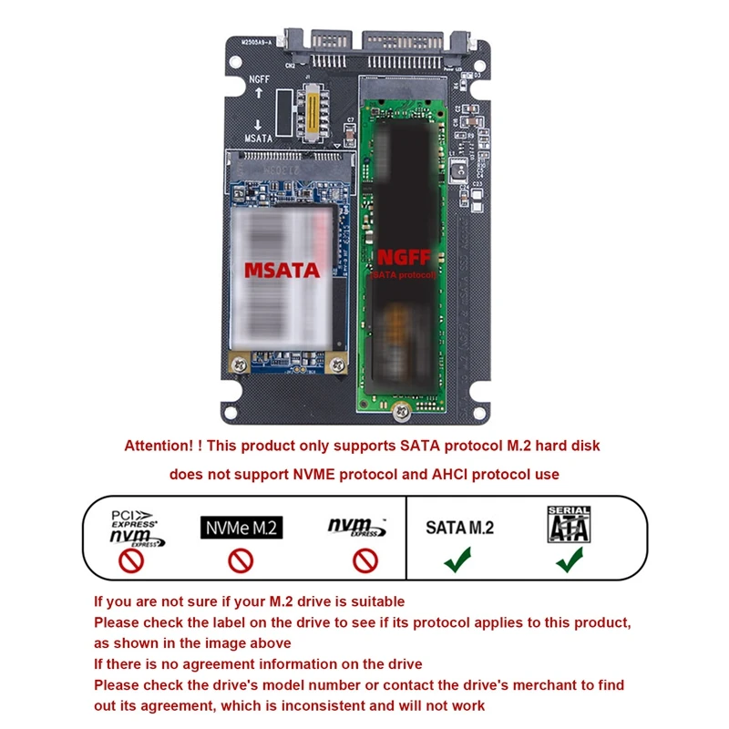 M.2 NGFF SSD To SATA 3.0 Adapter Card MSATA SSD To SATA 3.0 Riser Card 2 In 1 Adapter Card With USB3.0 Easy Drive Cable