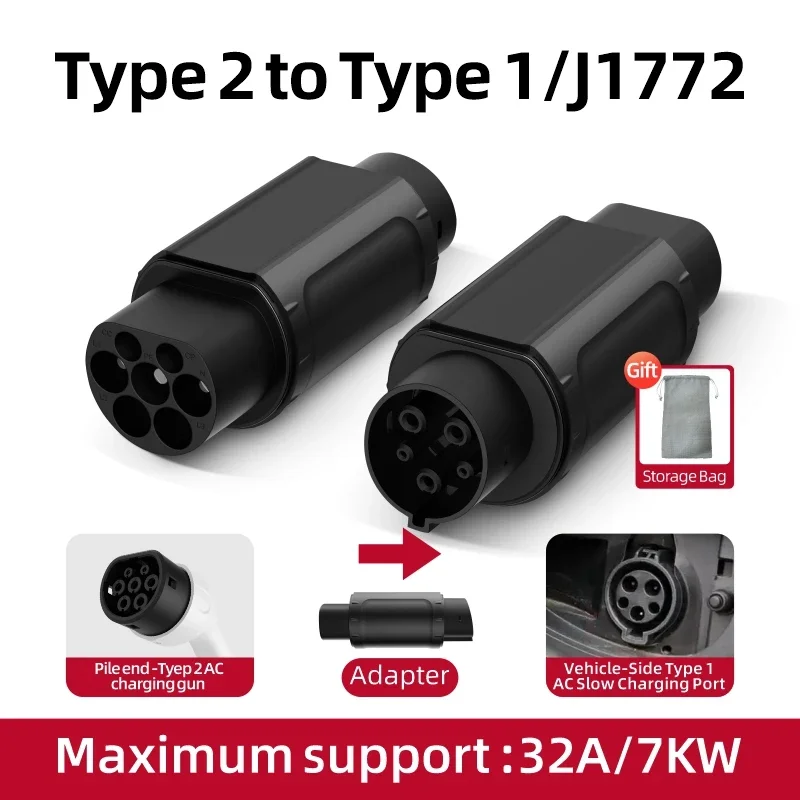 

Разъем для зарядки электромобиля, адаптер типа 2, на тип 1, J1772, зарядное устройство EVSE, совместимое с адаптером Tesla GBT EV