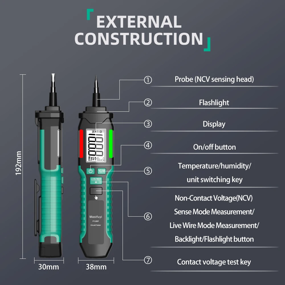 MASTFUYI-Testeur de tension de type stylo, mesure de tension alternative, testeur de circuit, fil sous tension, outils de test de tension sans contact