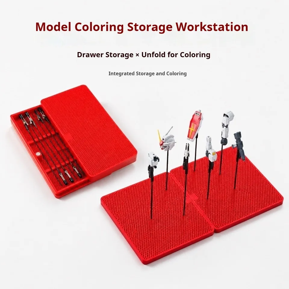 2‑in‑1 Model Painting Storage Workstation 10Pcs Rigid Bendable Alligator Clip for Gundam Airbrush Model Building Accessory Kit