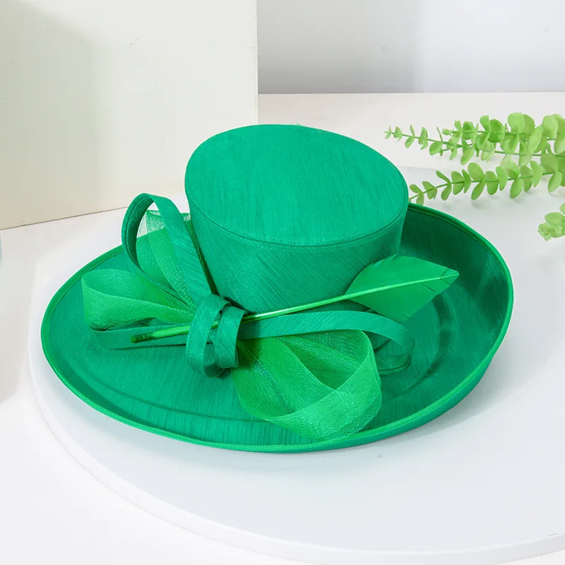 Unique Deluxe Mei red Church Hat Elegant Photography Top Hat Female Cocktail Fascinator Bowler Formal Hat for Women