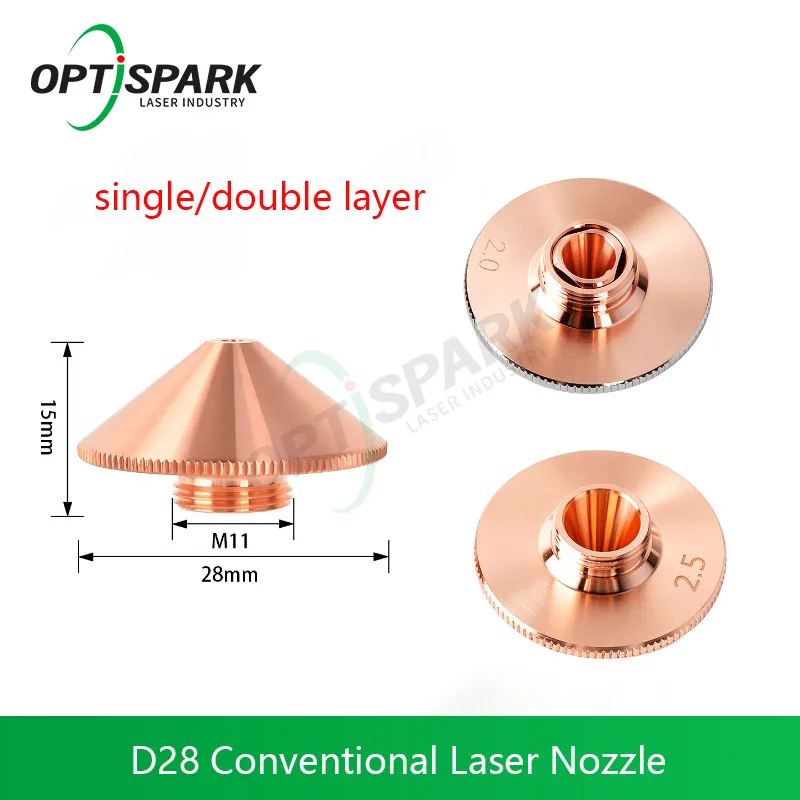 OPTISPARK Fiber Laser Cutting Machine Nozzle D28 M11 Copper Nozzle For Precitec HSG Han's WSX Single/double Layer Cutting Nozzle
