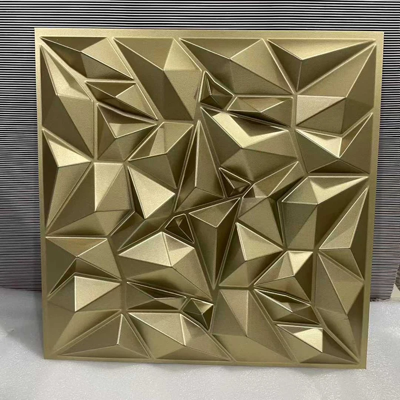 10pcs 30x30cm Shining Gold 3D Wall Sticker Champagne gold color 3D Wall Panel Wedding party background wall art Wood grain paper