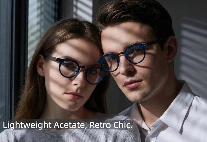 Retro Hochwertige Acetat-Brillen, handgefertigt in Japan, mit einem runden, modischen Rahmen, Unisex-Designer-Markenbrille. – Detail 7