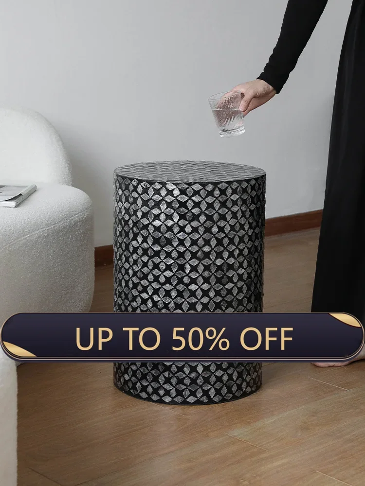 Creative Nordic Shell Side Table Medieval Style Living Room Sofa Corner Table Round High-end Home Tables