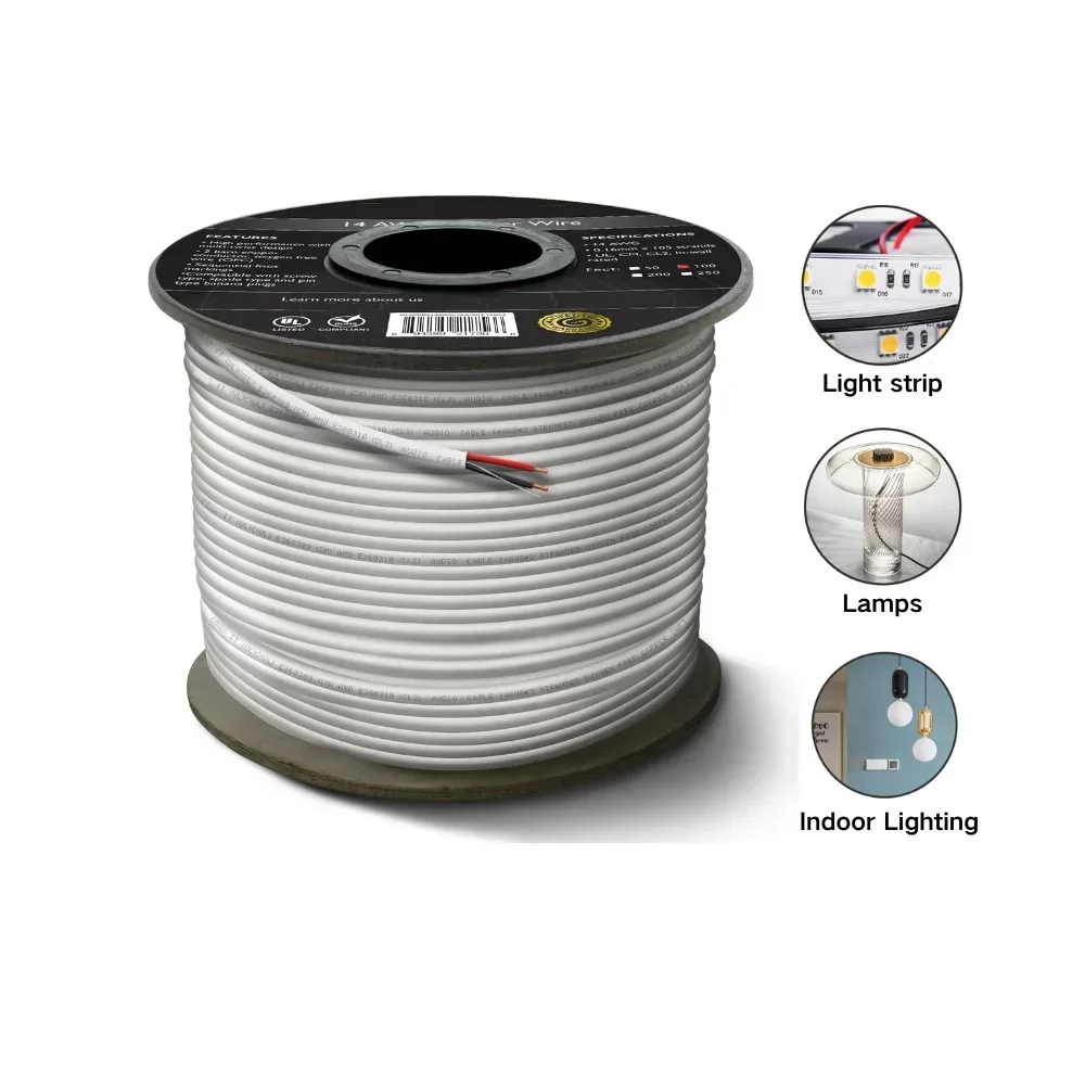 14 Gauge 2 Conductor Electrical Wire 14AWG Electrical Wire Stranded PVC Cord Oxygen-free copper Cable