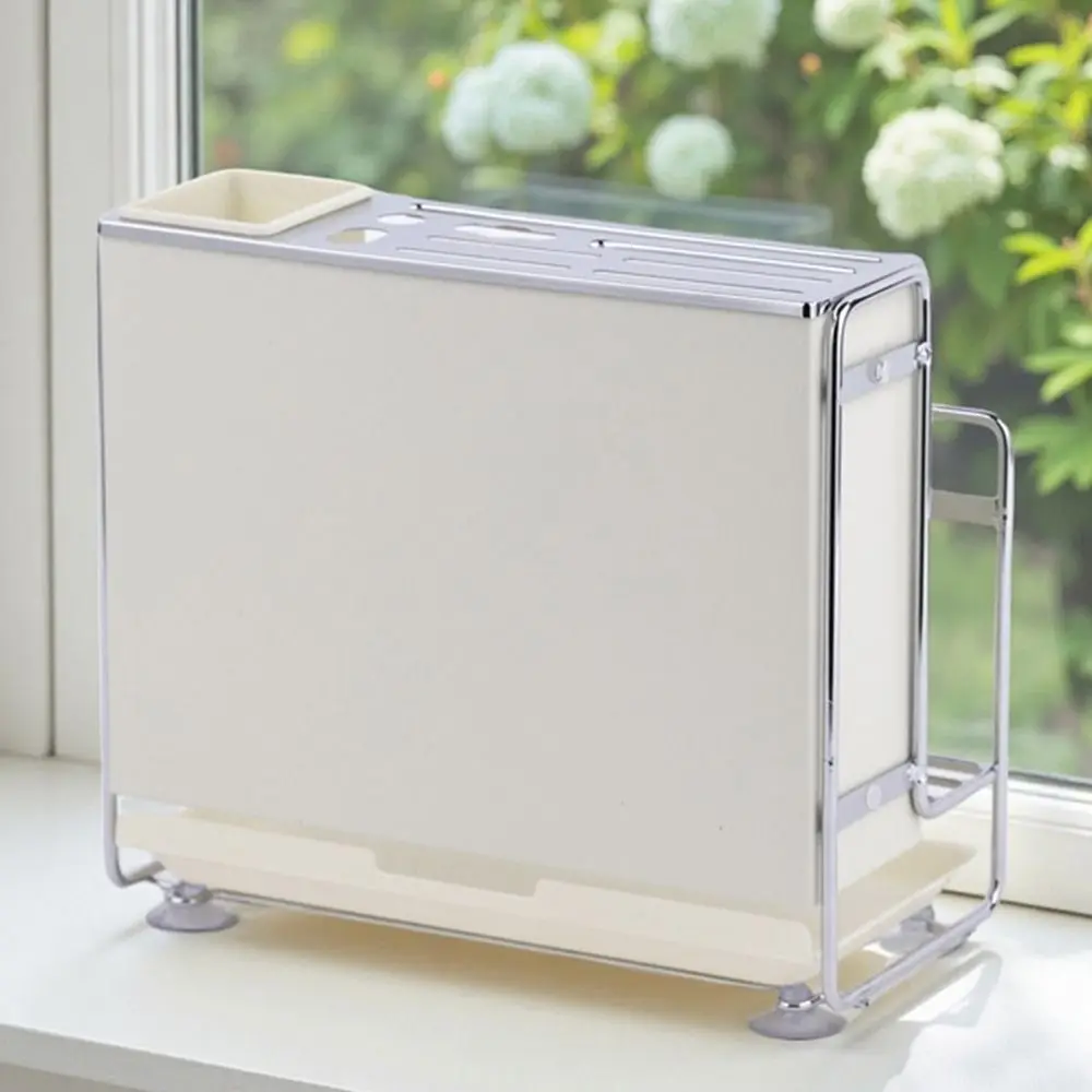 

Carbon Steel Kitchen Cutter Rack Rust-proof Moisture-proof Chopstick Bucket Space Saving with Draining Tray